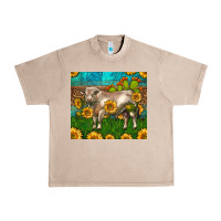 French Oak Western Charolais Bull With Sunflowers Urban Heavy Tee - LillyAllenDesigns