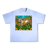 Grape Ice Western Charolais Bull With Sunflowers Urban Heavy Tee - LillyAllenDesigns