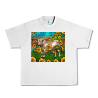 Lunar Rock Western Charolais Bull With Sunflowers Urban Heavy Tee - LillyAllenDesigns