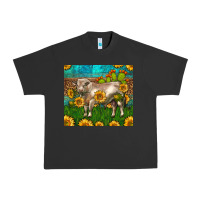 Pigment Black Western Charolais Bull With Sunflowers Urban Heavy Tee - LillyAllenDesigns