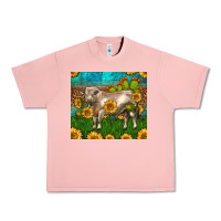 Salmon Western Charolais Bull With Sunflowers Urban Heavy Tee - LillyAllenDesigns