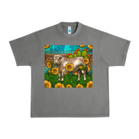 Western Charolais Bull With Sunflowers Urban Heavy Tee | Teevron