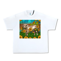 White Western Charolais Bull With Sunflowers Urban Heavy Tee - LillyAllenDesigns