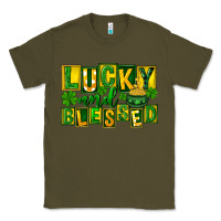 Army Green Lucky and blessed St. Patricks Day Classic Tee - FaDigitalArtStudio