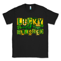 Black Lucky and blessed St. Patricks Day Classic Tee - FaDigitalArtStudio