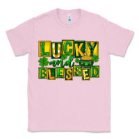 Bubblegum Pink Lucky and blessed St. Patricks Day Classic Tee - FaDigitalArtStudio