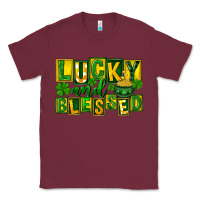 Burgundy Lucky and blessed St. Patricks Day Classic Tee - FaDigitalArtStudio
