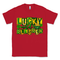 Red Lucky and blessed St. Patricks Day Classic Tee - FaDigitalArtStudio