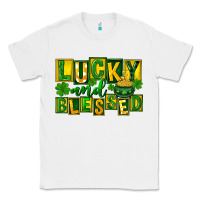 White Lucky and blessed St. Patricks Day Classic Tee - FaDigitalArtStudio