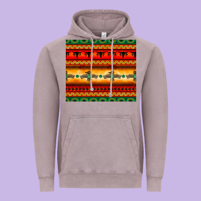 Thunderbird Bullskull Aztec Pattern Vintage Hoodie Designed By Barkaloodesign