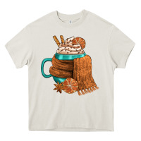Cream Winter Coffee Cup With Scarf Heavy Core Tee - FaDigitalArtStudio