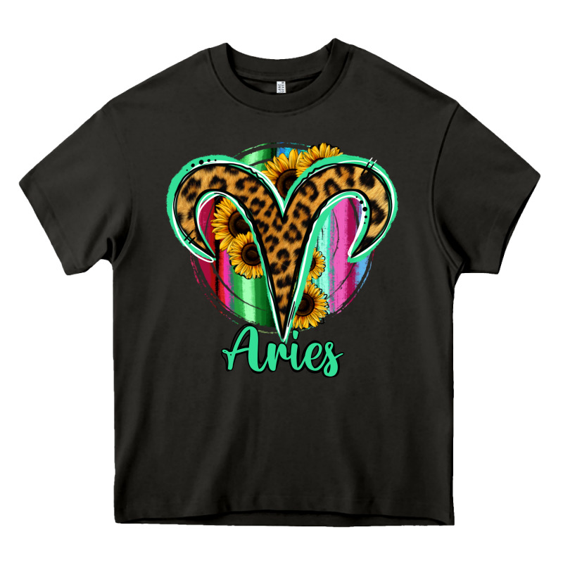 Aries Zodiac Sign Sunflower Leopard Serape Heavy Core Tee by RanaPortraitStore | Teevron