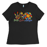 Black peace love autism sunflower Ladies Tee - RacoonDesign