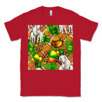 Red St. Patrick's Goat Family With Balloons Seamless Classic Tee - FaDigitalArtStudio