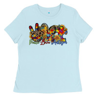 Baby Blue peace love autism Ladies Tee - RacoonDesign