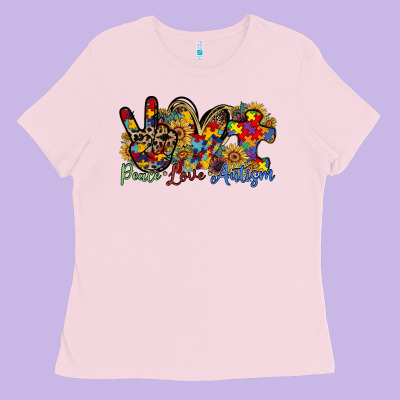 Peace Love Autism Ladies Tee Designed By Racoondesign