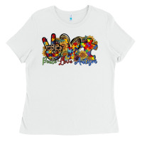 White peace love autism Ladies Tee - RacoonDesign