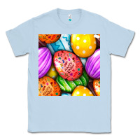 Dusty Blue Happy Easter Eggs Seamless Pattern Classic Tee - BundleAndBundleShop