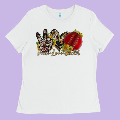 Peace Love Cricket Ladies Tee Designed By Racoondesign