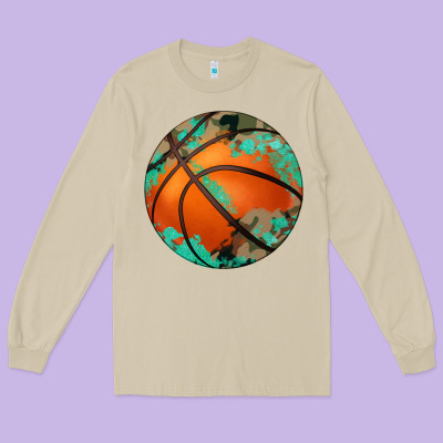 Western Basketball Camouflage Glitter Pattern Long Sleeve Tee Designed By Artiststas