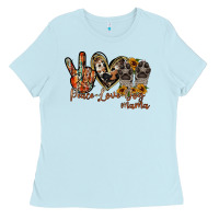 Baby Blue peace love dog mama Ladies Tee - RacoonDesign