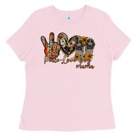Bubblegum Pink peace love dog mama Ladies Tee - RacoonDesign