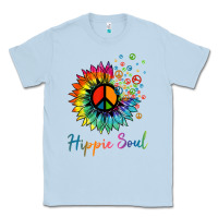 Dusty Blue daisy peace sign hippie soul retro hippie flower lovers t shirt Classic Tee - baoMotion