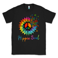Black daisy peace sign hippie soul retro hippie flower lovers t shirt Classic Tee - baoMotion