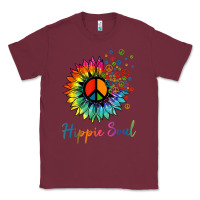Burgundy daisy peace sign hippie soul retro hippie flower lovers t shirt Classic Tee - baoMotion