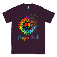 Plum daisy peace sign hippie soul retro hippie flower lovers t shirt Classic Tee - baoMotion