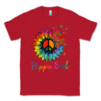 Red daisy peace sign hippie soul retro hippie flower lovers t shirt Classic Tee - baoMotion
