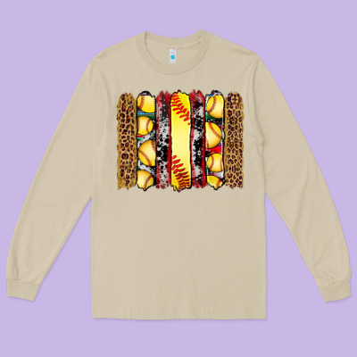 Softball Serape Leopard Cowhide Glitter Brushstrokes Long Sleeve Tee Designed By Artiststas