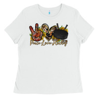 White peace love hockey Ladies Tee - RacoonDesign