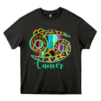 Asphalt Cancer Zodiac Sign Sunflower Leopard Serape Heavy Core Tee - RanaPortraitStore