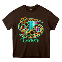 Chocolate Brown Cancer Zodiac Sign Sunflower Leopard Serape Heavy Core Tee - RanaPortraitStore