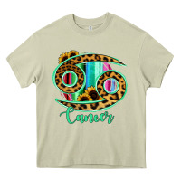 Mossy Cancer Zodiac Sign Sunflower Leopard Serape Heavy Core Tee - RanaPortraitStore