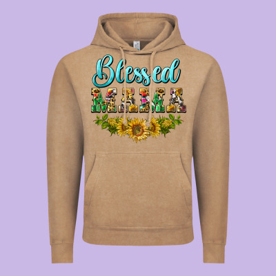 Blessed Mama Vintage Hoodie Designed By Barkaloodesign