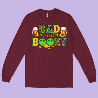 Bad And Boozy Wıth Beer And Coins Long Sleeve Tee Designed By Artiststas