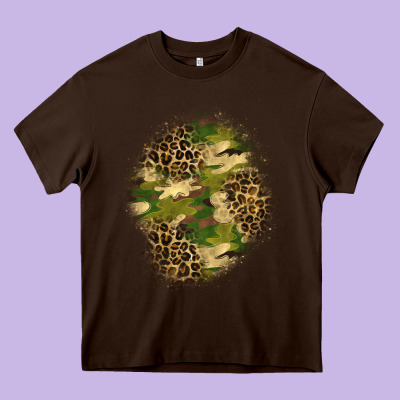 Camouflage And Leopard Patch  4 Heavy Core Tee Designed By Bundleandbundleshop