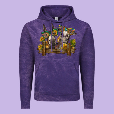 2 Donkeys With Sunflowers Vintage Hoodie Designed By Barkaloodesign