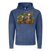 Vintage Denim 2 donkeys with sunflowers Vintage Hoodie - BarkalooDesign