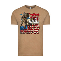 Red White Rawr Dinosaur T-rex Vintage Tee | Teevron