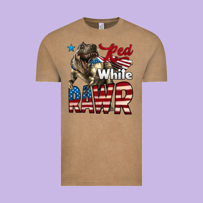Red White Rawr Dinosaur T-rex Vintage Tee Designed By Lillyallendesigns