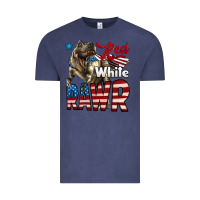 Vintage Denim Red White Rawr Dinosaur T-Rex Vintage Tee - LillyAllenDesigns