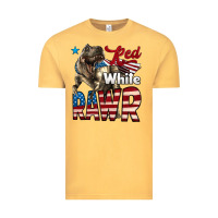 Vintage Mustard Red White Rawr Dinosaur T-Rex Vintage Tee - LillyAllenDesigns