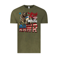 Vintage Olive Red White Rawr Dinosaur T-Rex Vintage Tee - LillyAllenDesigns