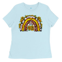 Baby Blue sunflower sports rainbow Ladies Tee - RacoonDesign