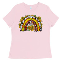Bubblegum Pink sunflower sports rainbow Ladies Tee - RacoonDesign