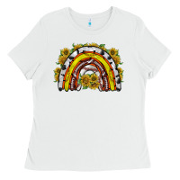 White sunflower sports rainbow Ladies Tee - RacoonDesign