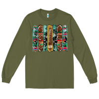 Army Green football serape cowhide turquoise glitter  brushstrokes Long Sleeve Tee - Artiststas